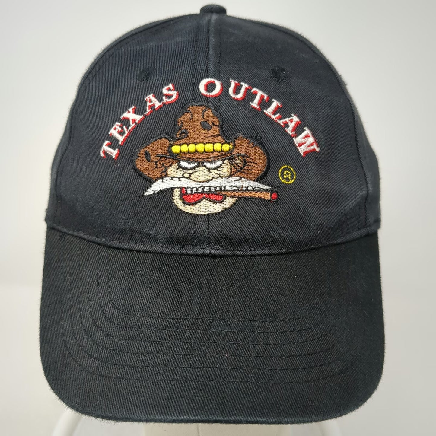 Texas Outlaw Baseball Cap Black One Size Fireworks Mascot Strapback Hat Logo