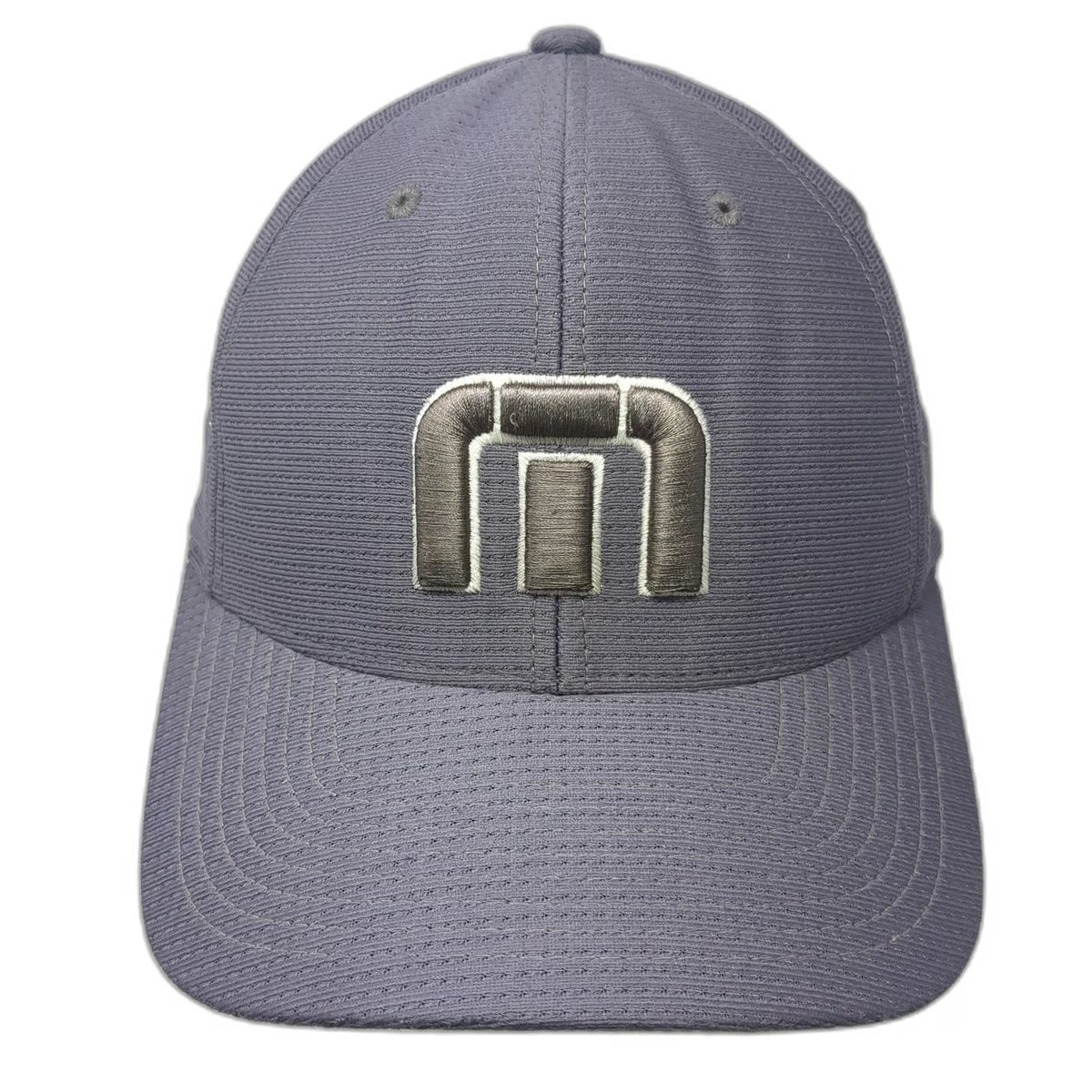 TravisMathew Baseball Cap Gray M Fitted Hat Flexfit Polyester Curved Brim Golf