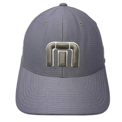 TravisMathew Baseball Cap Gray M Fitted Hat Flexfit Polyester Curved Brim Golf