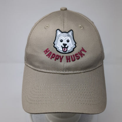 Happy Husky Strapback Hat Tan One Size Embroidered Port & Company