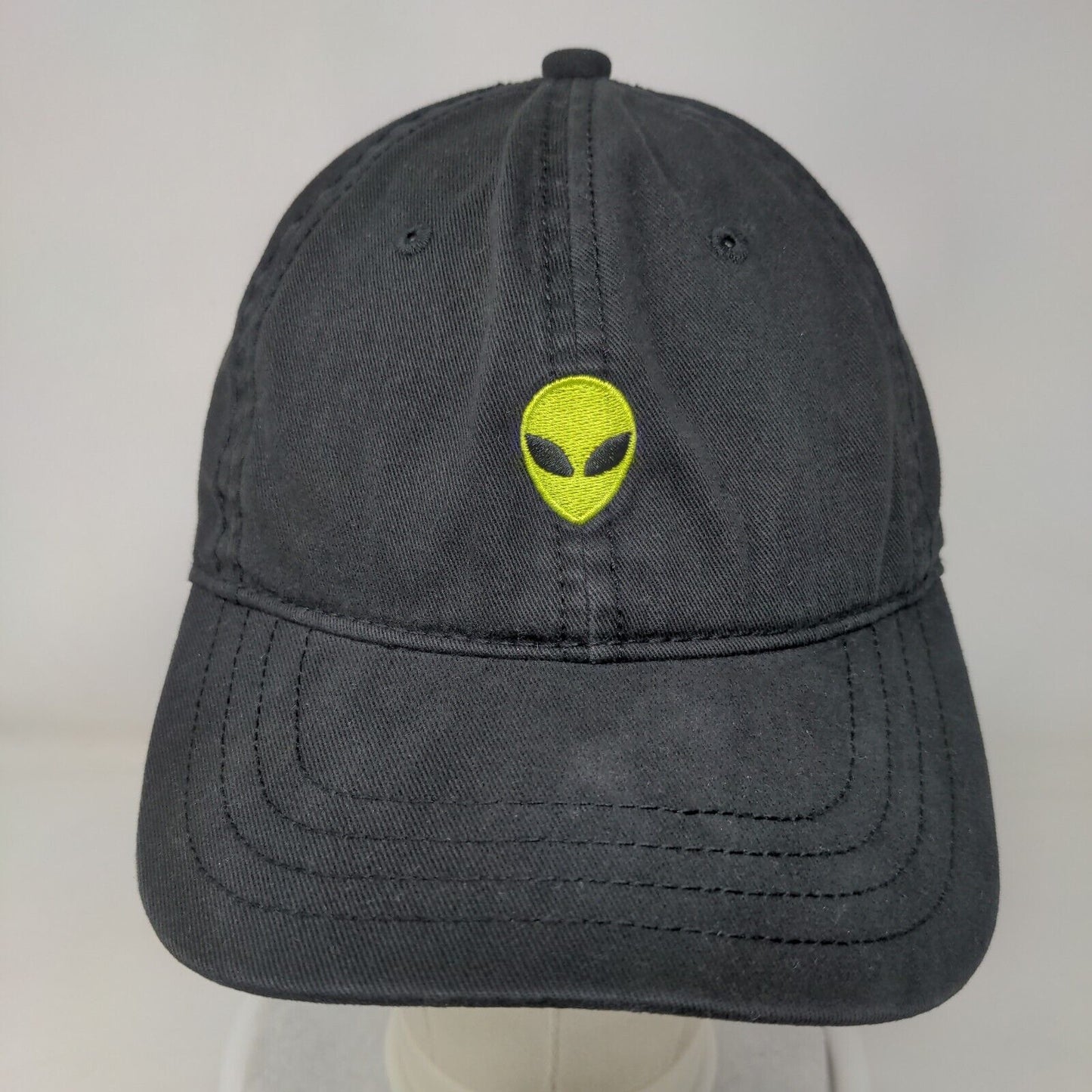 Green Alien Head Slideback Hat Black One Size Adjustable Embroidered