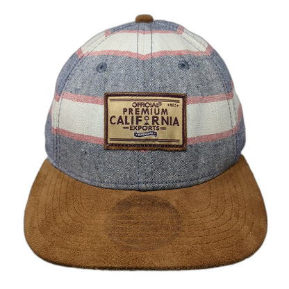 Official Baseball Cap Blue Red White Brown One Size Striped Suede Brim Patch Hat