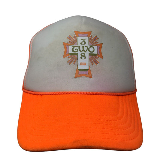 Three Two Eight Snapback Mesh Back Rope Trucker Hat Orange OSFM Otto