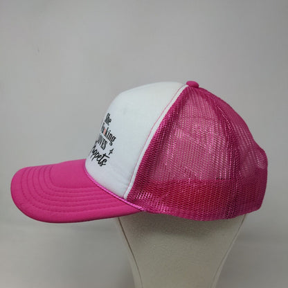 Otto Women's Snapback Mesh Back Hat Pink OSFM Graphic She Loves Puppets Funny