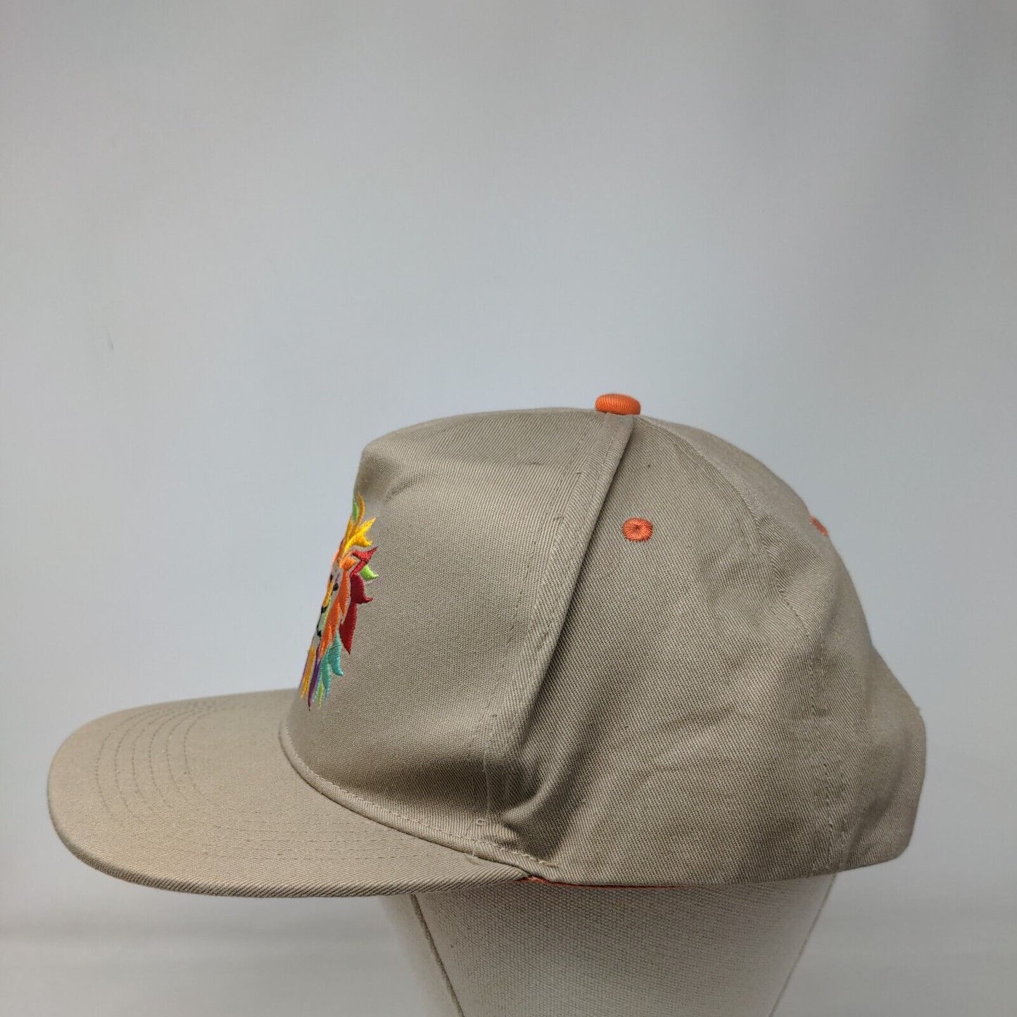 San Diego Zoo Colorful Lion Snapback Hat Tan One Size Embroidered