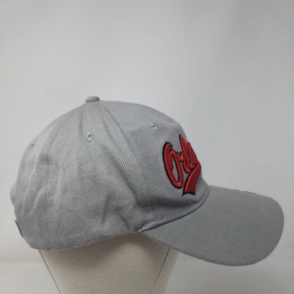 Orlando Strapback Hat Gray OSFA Adjustable Embroidered Vented Holes 6 Panel