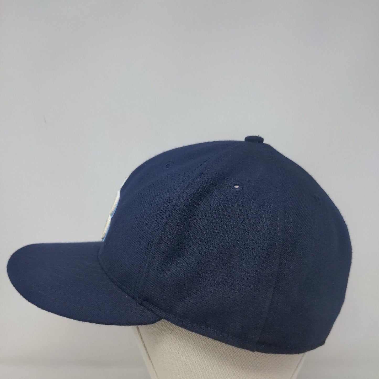 New Era Men's Fitted Hat Blue 7 3/8 Tampa Bay Rays Logo 59Fifty Made in USA