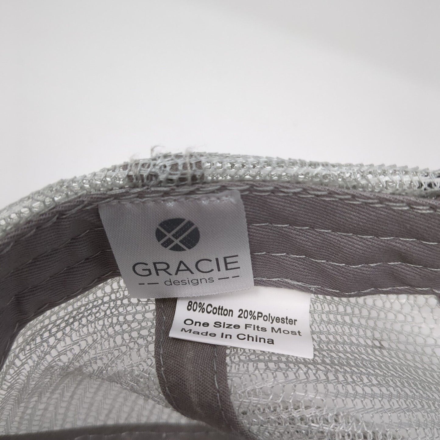 Gracie Designs Ponyback Trucker Hat Gray OS Adjustable Mesh Floral Distressed