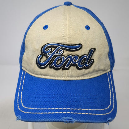 Ford Blue One Size Baseball Cap Slideback Hat Frayed Brim Contrast Stitching