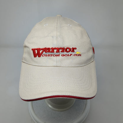Warrior Custom Golf.Com Fitted Hat Tan One Size Embroidered Vented Holes 6 Panel