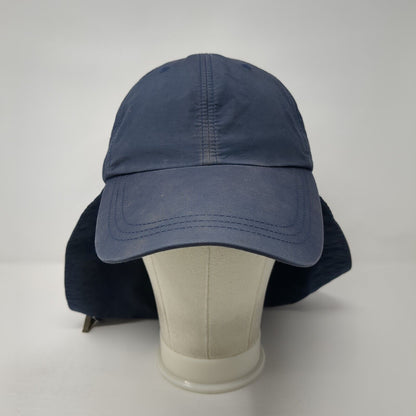 Adams Sunblock Trapper Hat Blue OS Neck Ear Flaps Adjustable Drawstring Blank