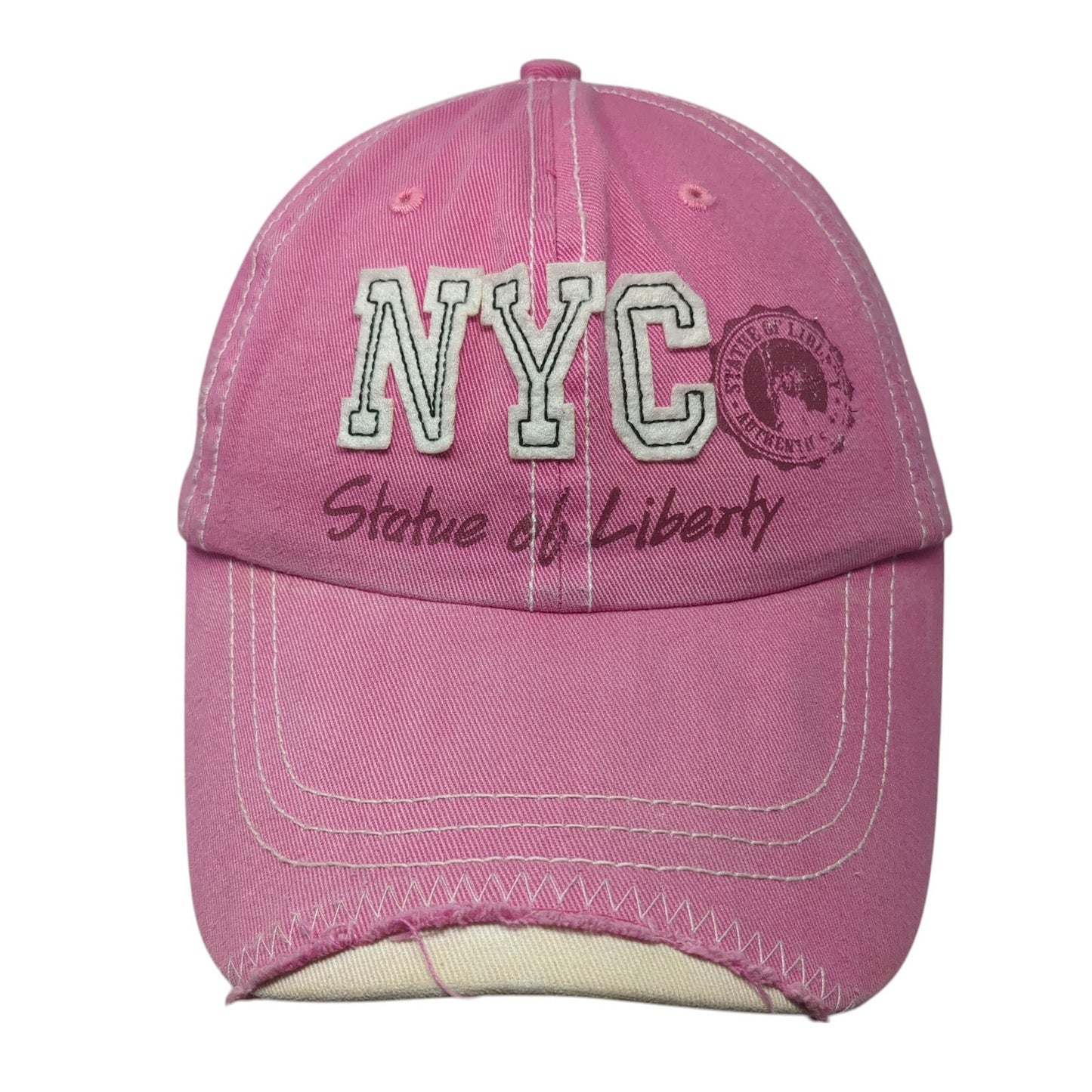 NYC Statue of Liberty Strapback Hat Pink One Size Adjustable Outdoor