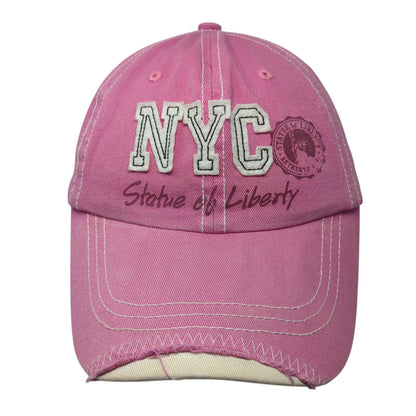 NYC Statue of Liberty Strapback Hat Pink One Size Adjustable Outdoor
