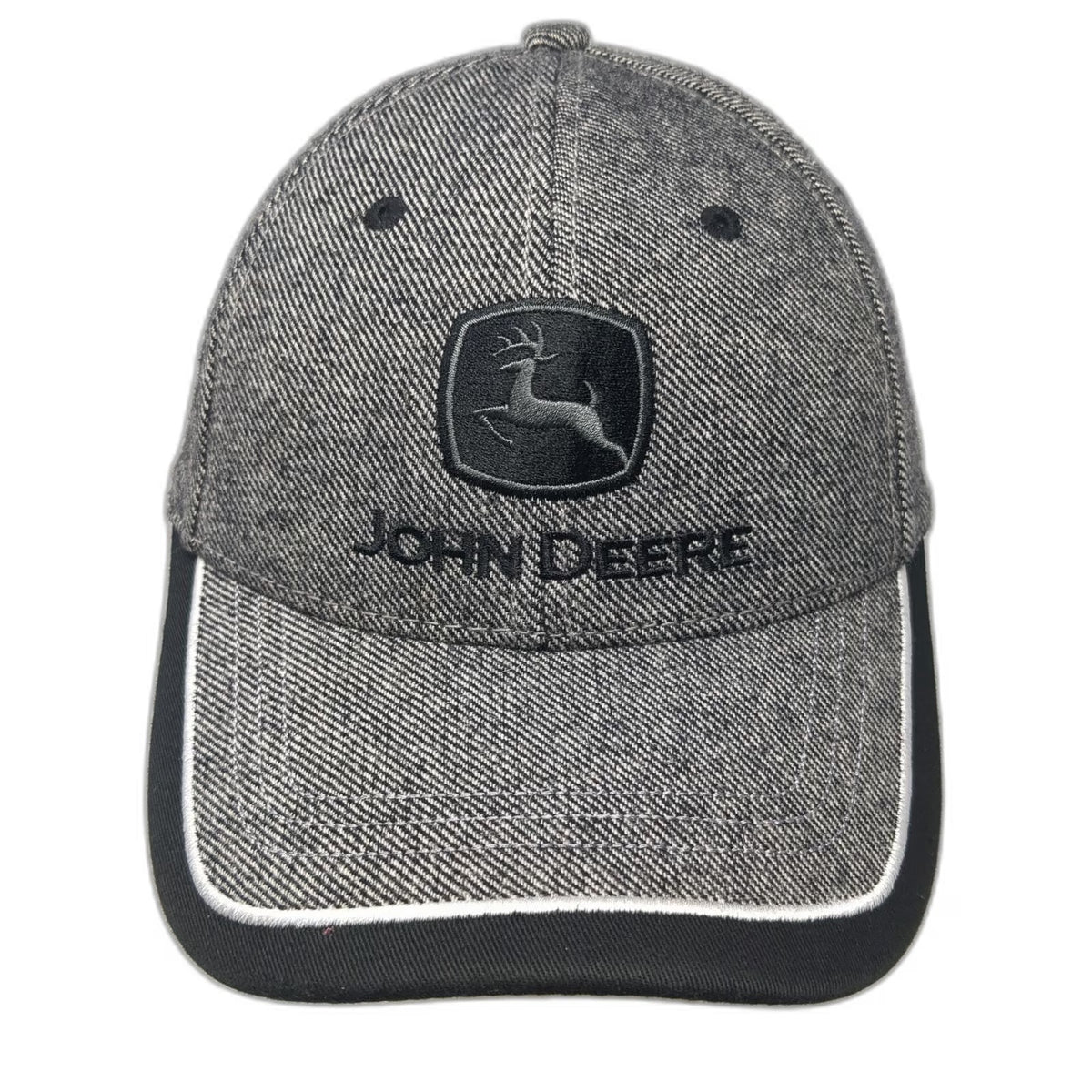 John Deere Baseball Cap Gray One Size Strapback Wool Blend Embroidered Logo Hat