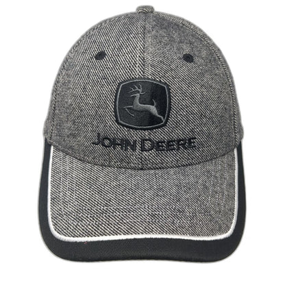 John Deere Baseball Cap Gray One Size Strapback Wool Blend Embroidered Logo Hat