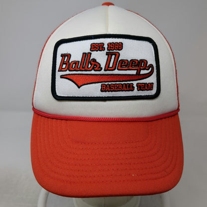 Orange Trucker Hat One Size Balls Deep Baseball Team Mesh Back Rope Snapback