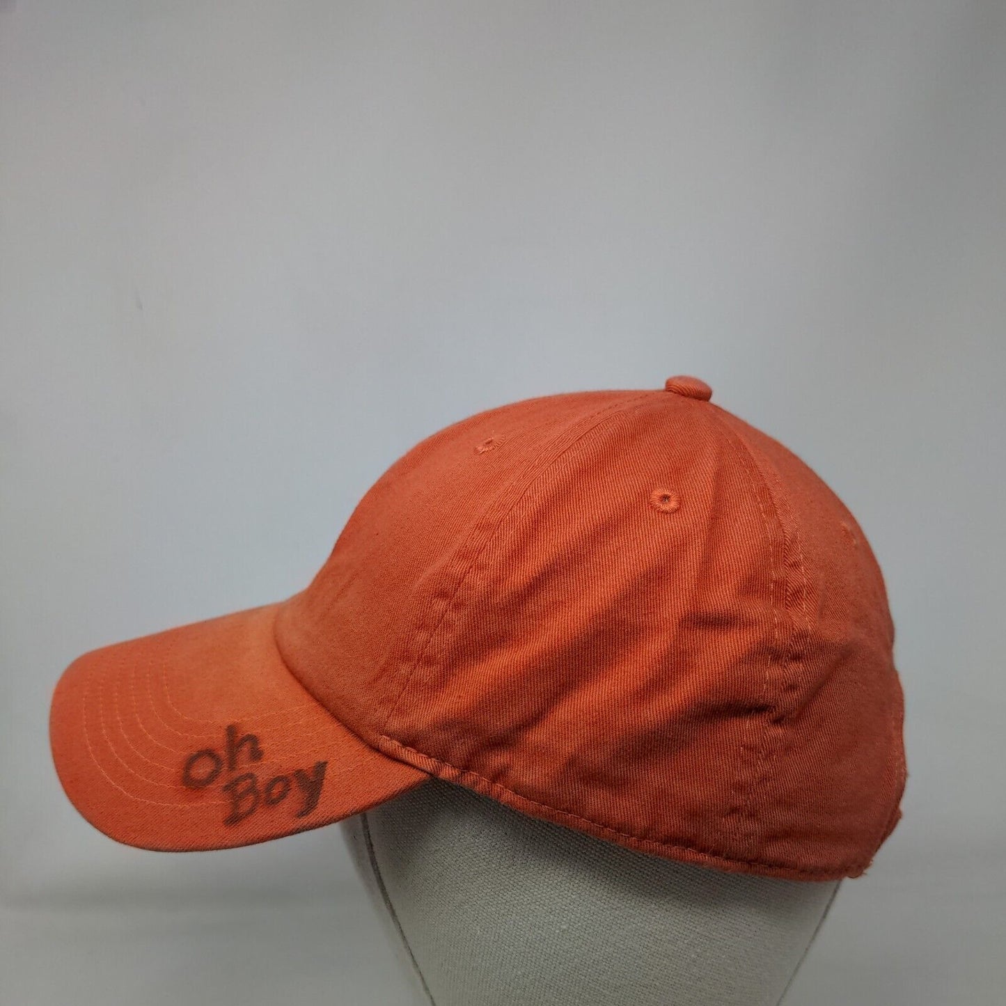 Oh Boy Slideback Hat Orange OSFA Adjustable Vented Holes 6 Panel Blank Gelante