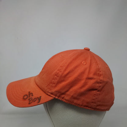 Oh Boy Slideback Hat Orange OSFA Adjustable Vented Holes 6 Panel Blank Gelante