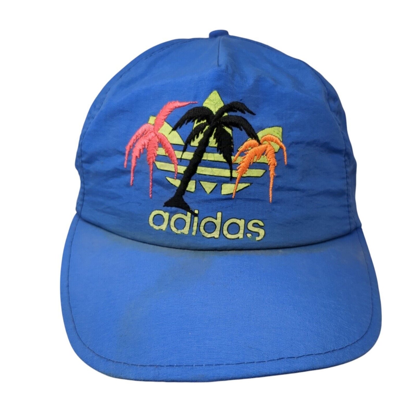 Vintage Blue Tag Adidas Snapback Hat Embroidered Palm Trees 100% Nylon