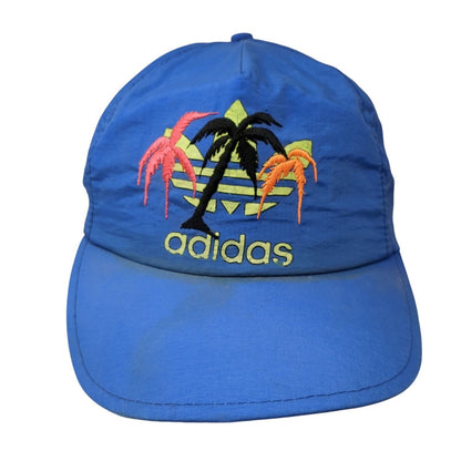 Vintage Blue Tag Adidas Snapback Hat Embroidered Palm Trees 100% Nylon