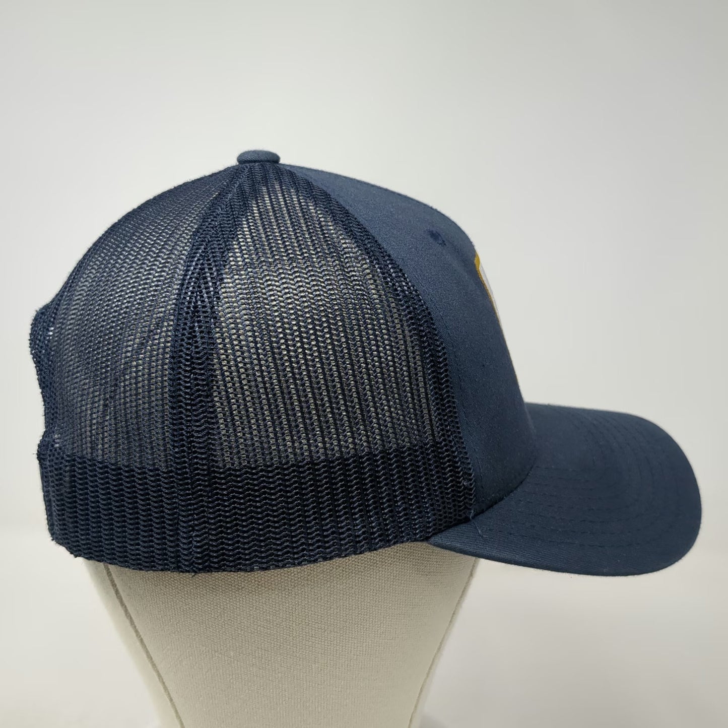 Yupoong Blue Trucker Hat One Size Austin Bishop Guitar Patch Snapback Mesh