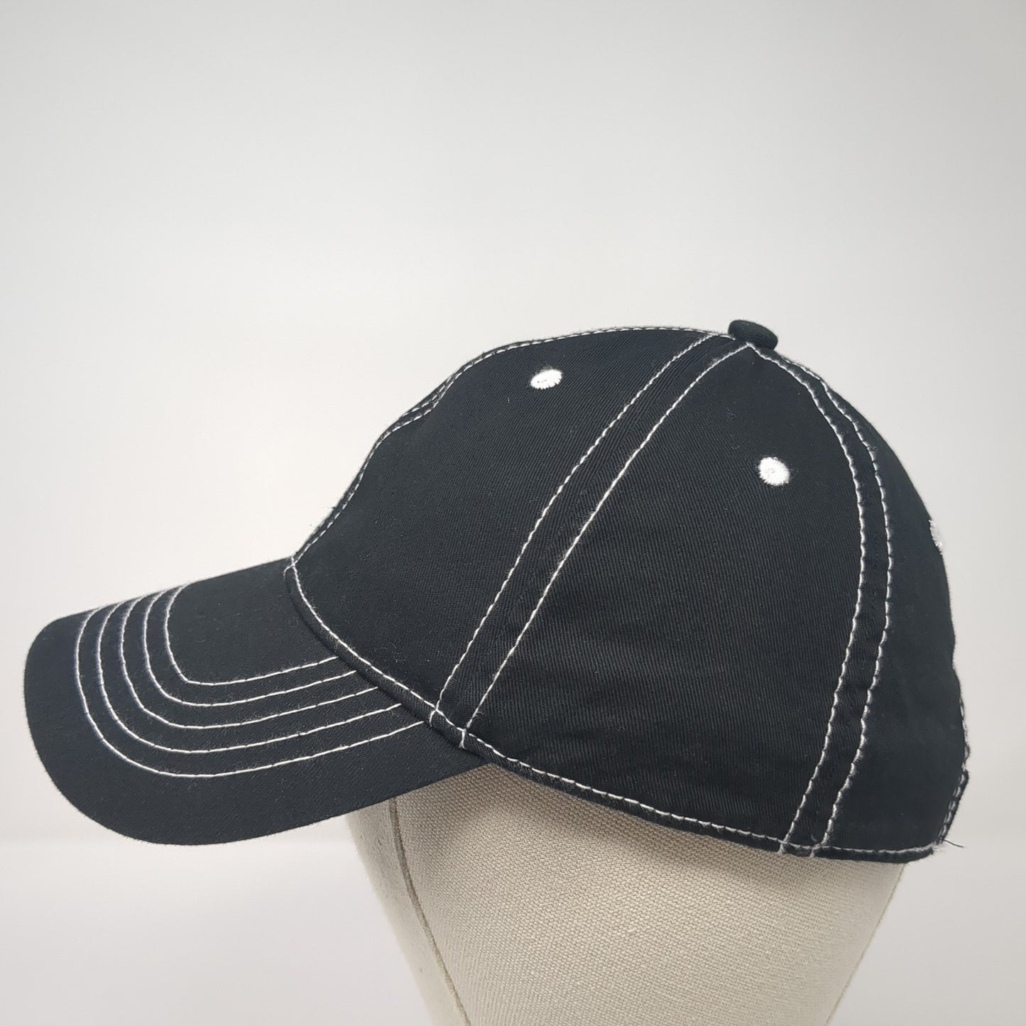 Unbranded Strapback Hat Black One Size Adjustable Solid Cotton Blank