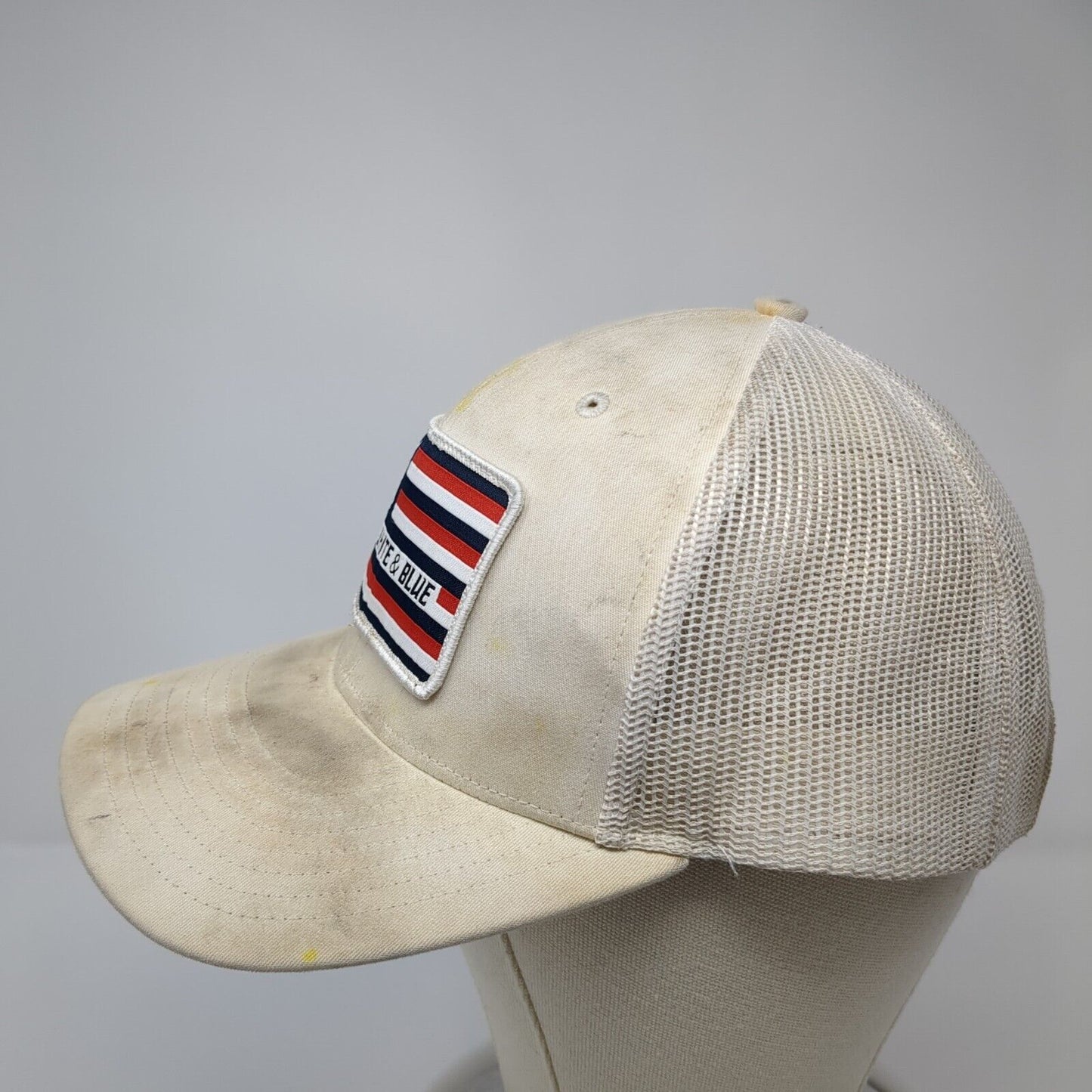 Shred White & Blue Patch Snapback Mesh Back Trucker Hat White One Size