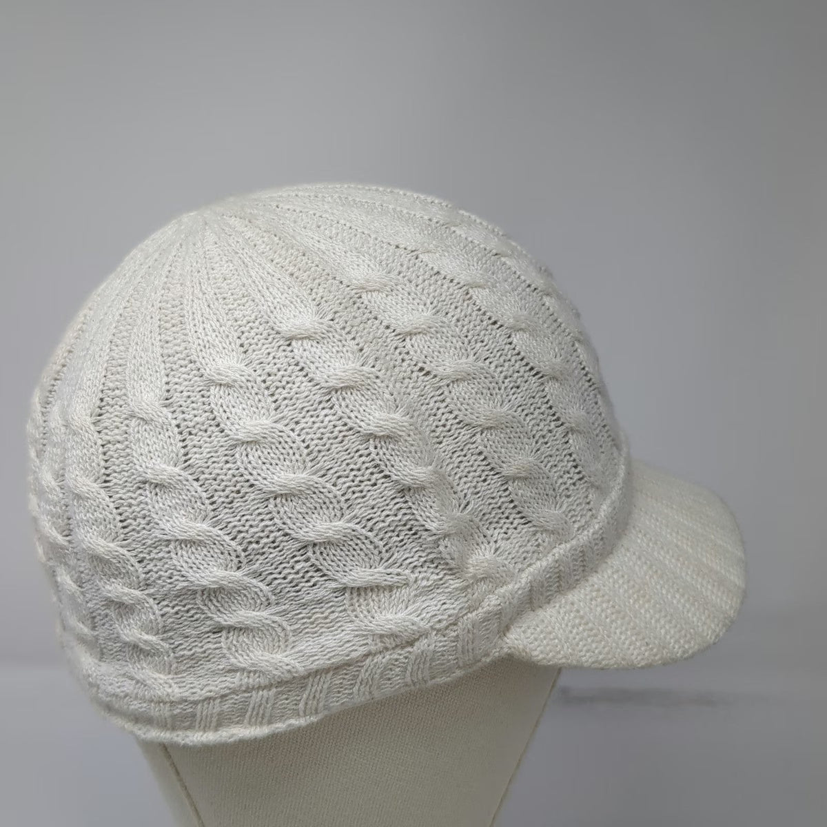 Army Cap White One Size Cable Knit Cotton Blend Brimmed Visor Stretch Solid Hat