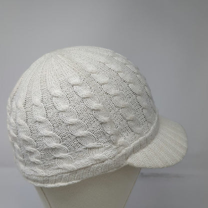 Army Cap White One Size Cable Knit Cotton Blend Brimmed Visor Stretch Solid Hat