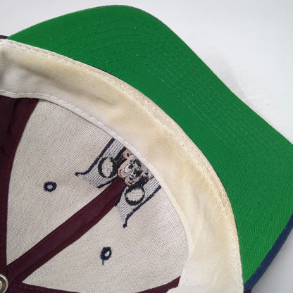 Disney Snapback Red Blue Mickey Mouse Hat Made in USA Green Underbrim Vintage