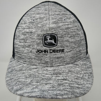 John Deere Baseball Cap Gray Black One Size Mesh Back Heathered Memory Fit Hat
