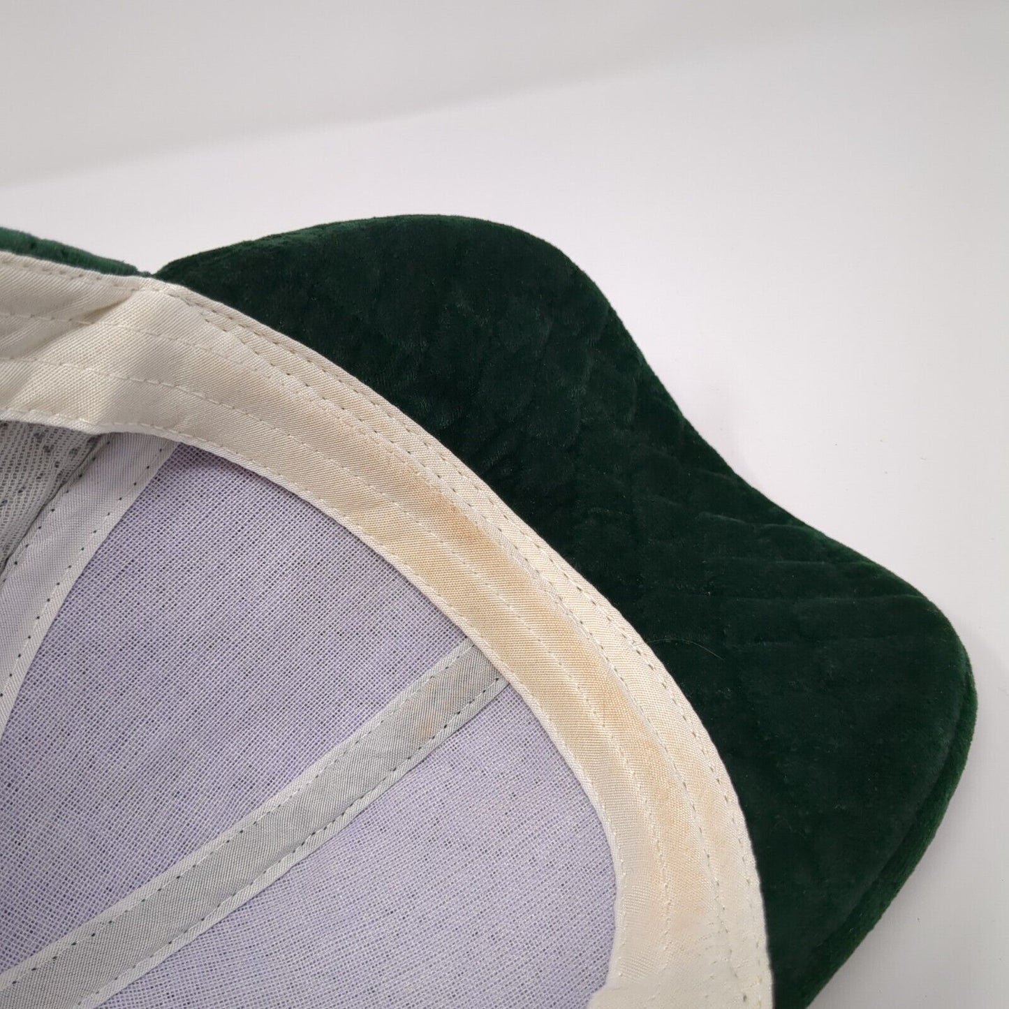 David And Young Strapback Hat Green One Size Velvet Diamond Quilted