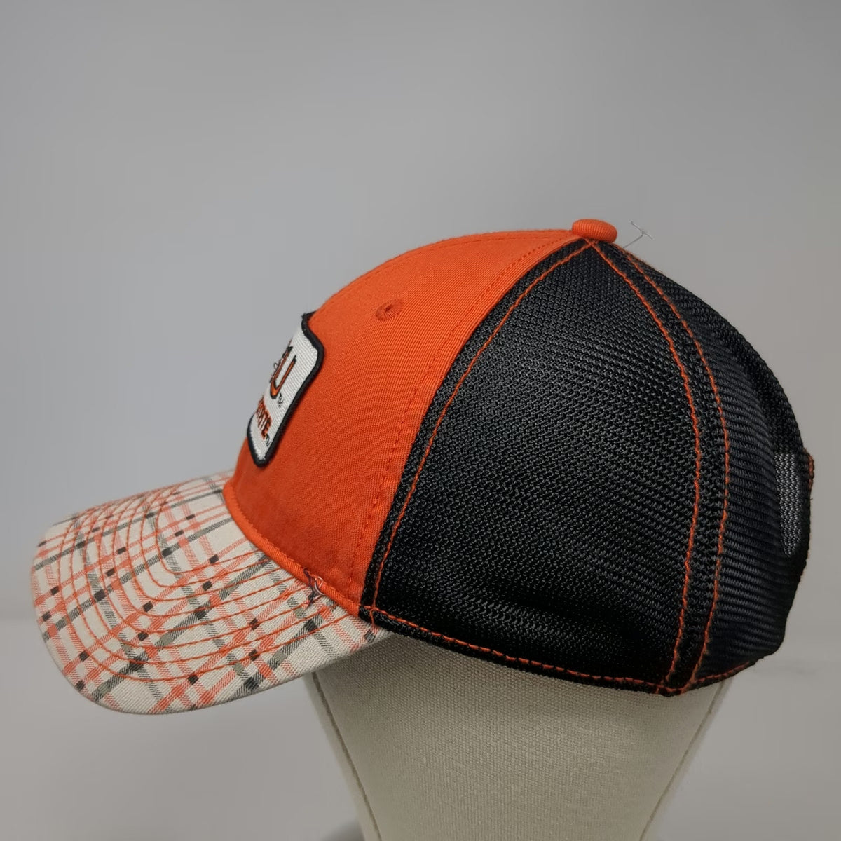 Signatures NCAA Oregon State OSU Orange Black White OS Mesh Plaid Patch Cap Hat