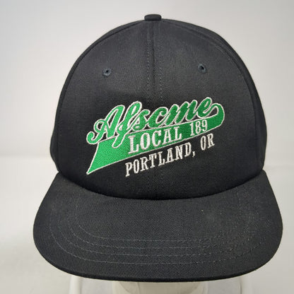 Unionwear Baseball Cap Black One Size Leather Strap Made in USA AFSCME Local 189