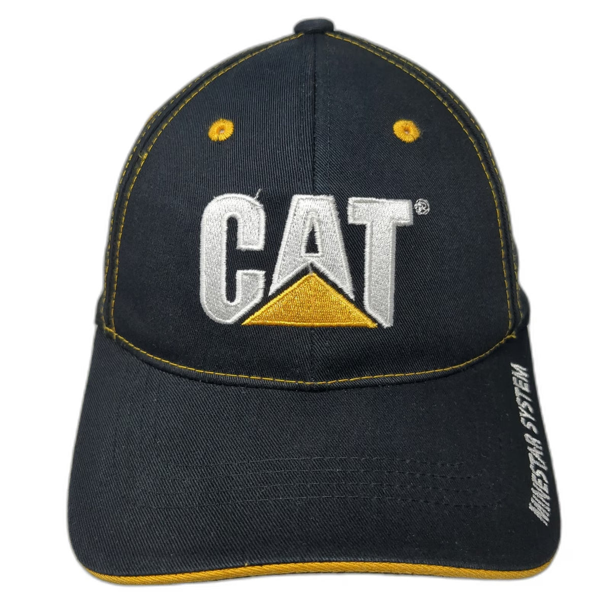 Caterpillar CAT MineStar System Black Baseball Cap One Size Yellow Stitching Hat