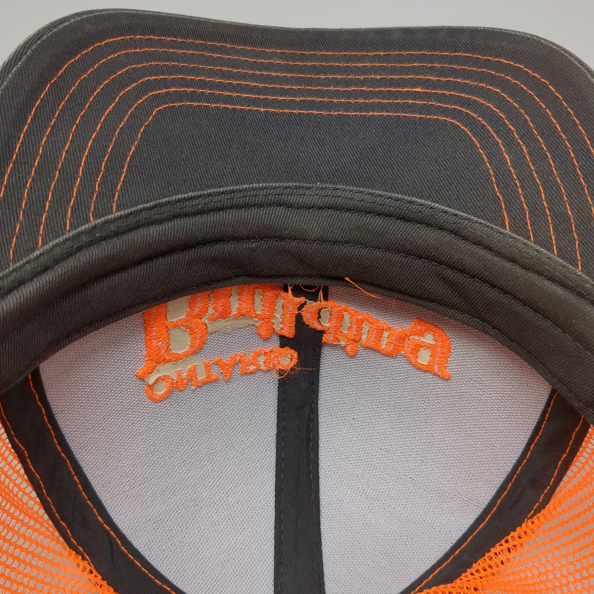 Outdoor Cap Trucker Hat Gray Orange OSFM Mesh Snapback Ontario Building Center