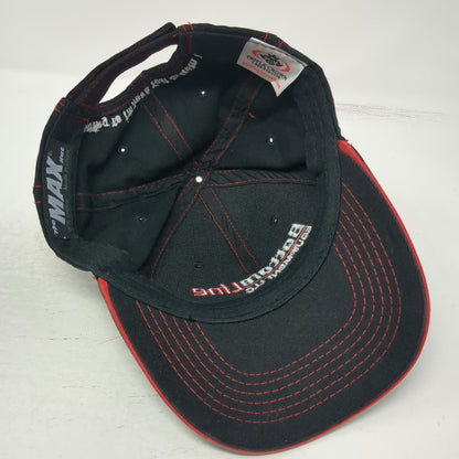 The MAX Hat Baseball Cap Black One Size Bottom Line Equipment Red Stitching hat