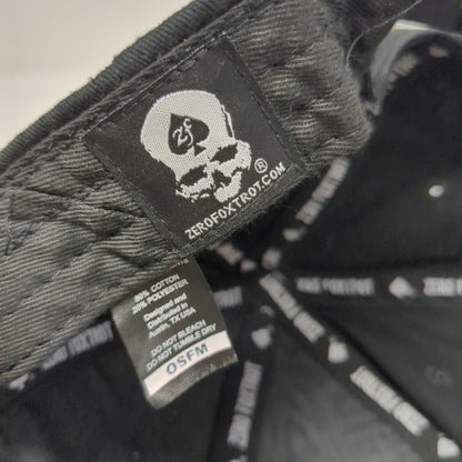 Zero Foxtrot Snapback Hat Black Camo One Size Skull Ace Patch Logo Brim Cotton