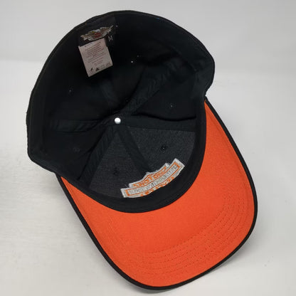 Harley-Davidson Black Baseball Cap M Embroidered Shield Logo Fitted Hat Orange