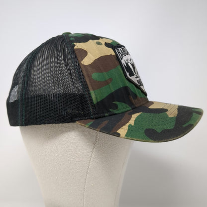 Richardson Trucker Hat Green Camo One Size Barbarian Brewing Wolf Patch Snapback