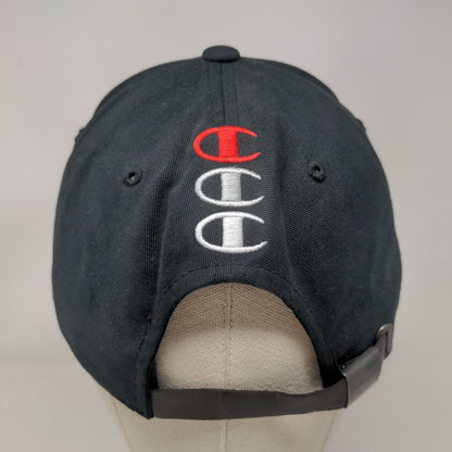 Champion Slideback Hat Black OSFM Adjustable Embroidered Logo 6 Panel Cotton