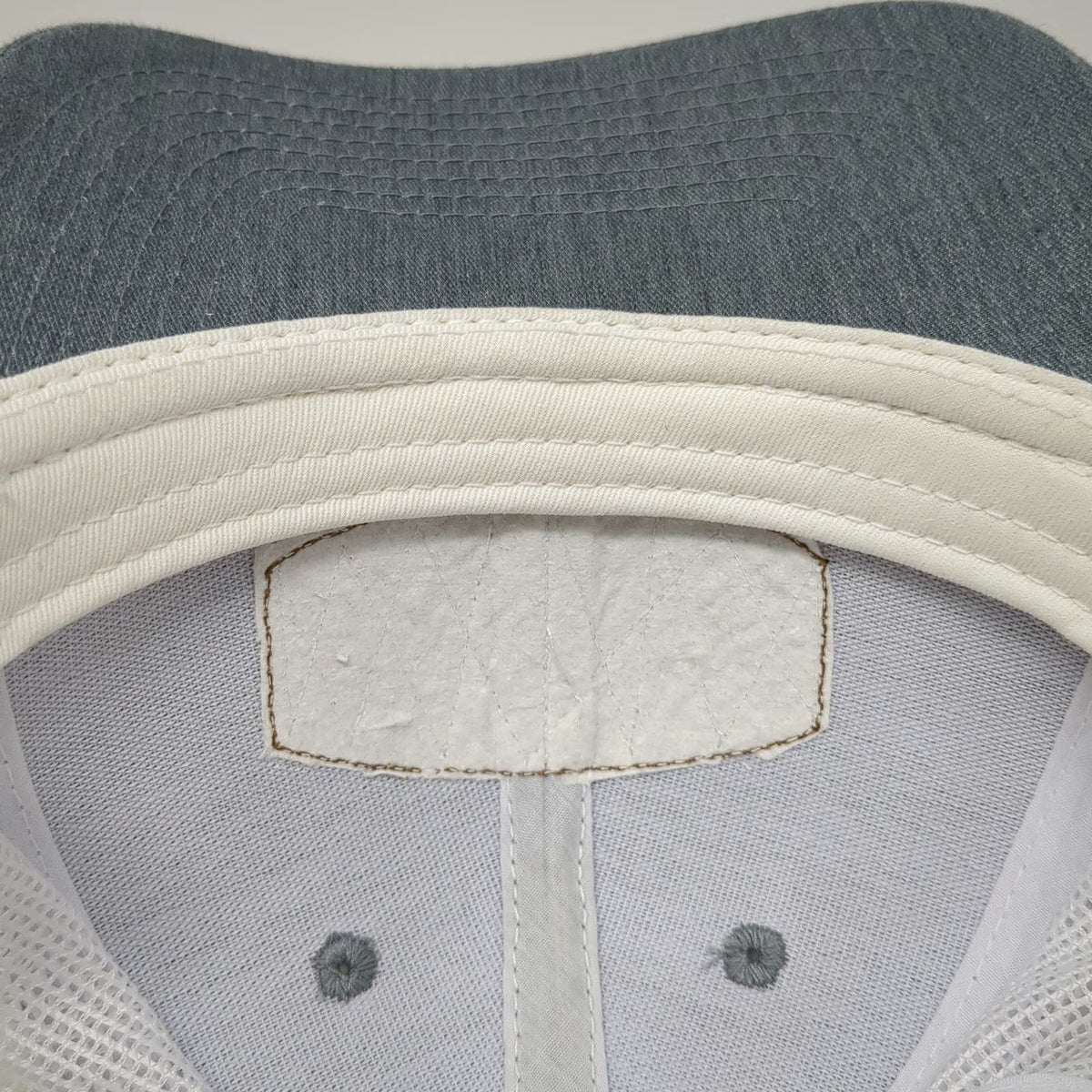Scheels Trucker Hat Gray White Brown One Size Leather Patch Mesh Back Snapback