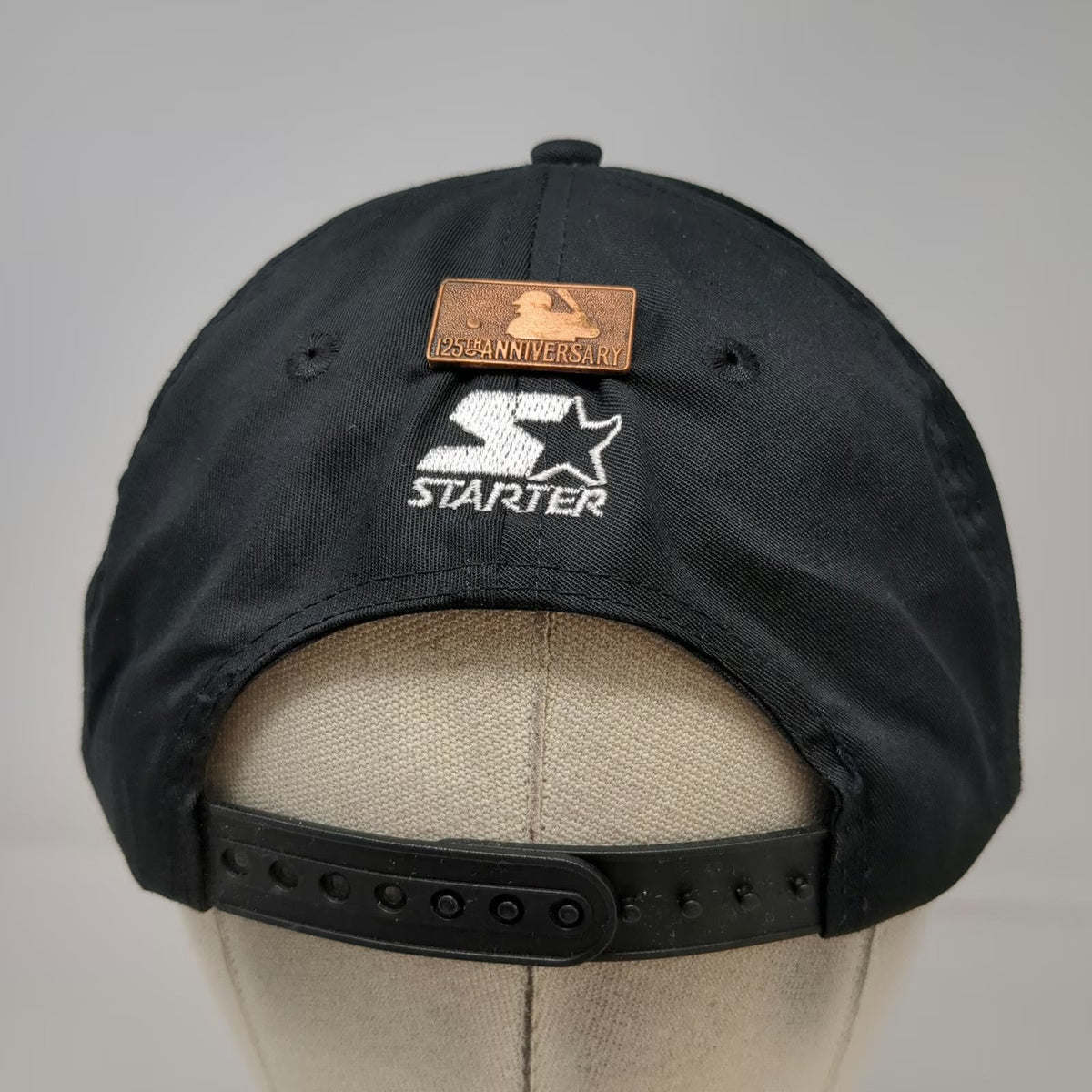 MLB Starter Snapback Hat Black One Size 125th Anniversary Gold Logo Green Brim