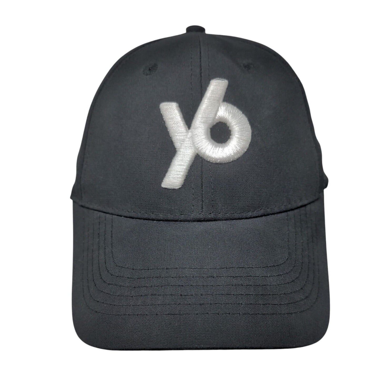 Y6 Strapback Hat Black OSFM Embroidered Moisture Wicking UV Coating