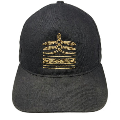 The Ampal Creative 5 Panel Black One Size Hat Gold Embroidery USA Weather