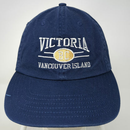 Blue Victoria BC Vancouver Island Cotton Baseball Cap OSFM Slideback Hat Curved