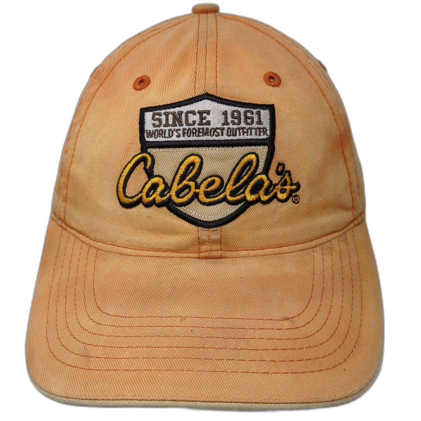 Cabela's Baseball Cap Orange One Size Strapback World's Foremost Outfitter Hat