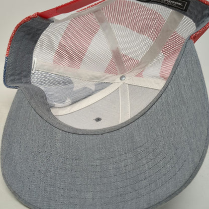 Richardson Trucker Hat Gray One Size American Flag CNR Leather Patch Snapback
