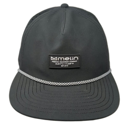 Melin Trucker Hat Black L Perforated Rope Flat Brim Hydro Coronado Poly Snapback