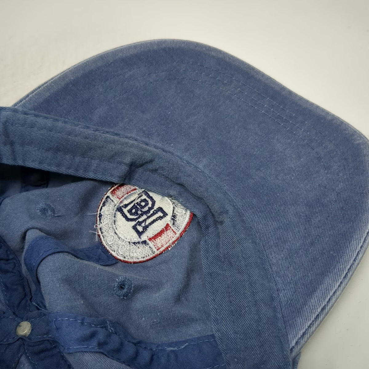 J. America Baseball Cap Blue One Size Block Island BI Patch Cotton Strapback Hat